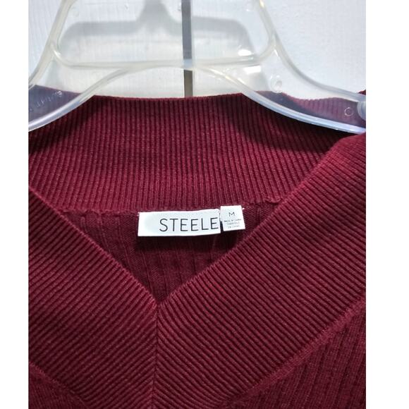 Steele Cropped Sweater Size Medium New Burgundy - Picture 3 of 3